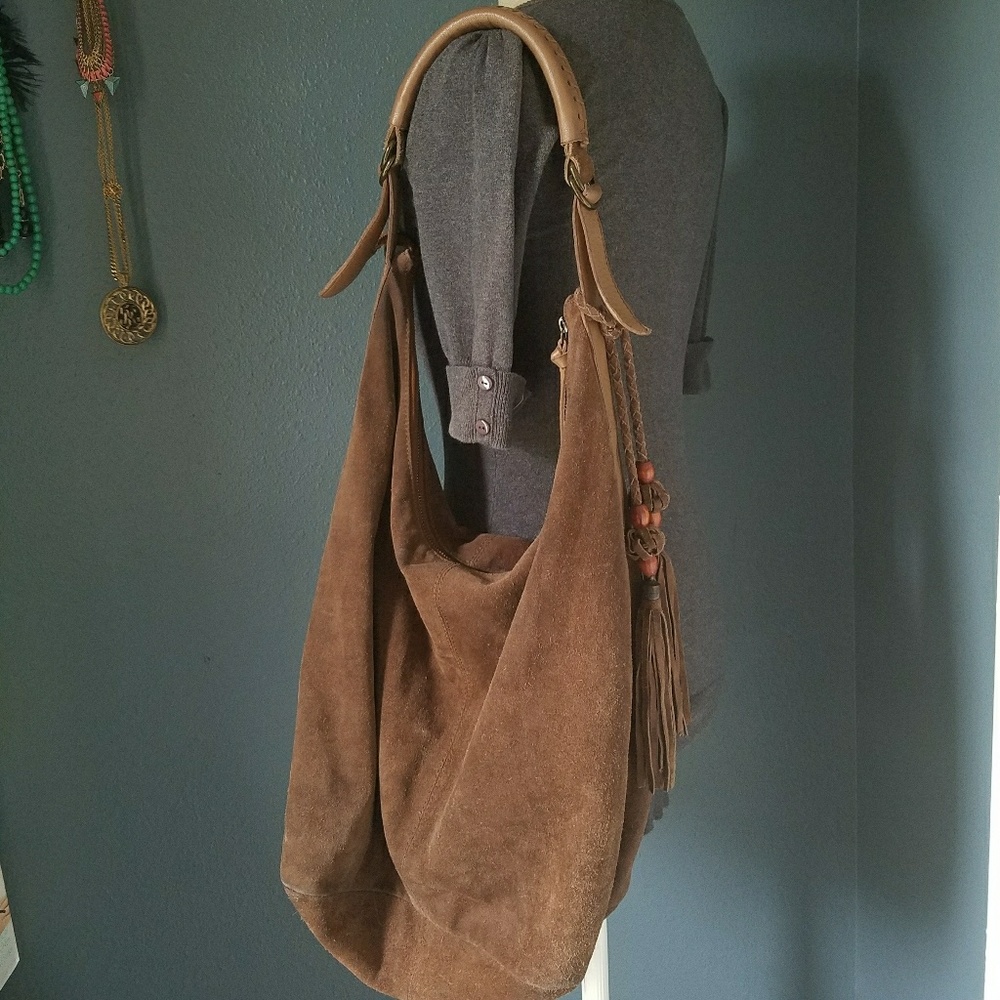 NEXT russet brown leather suede large hobo