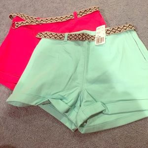 Light Aqua and Dark Pink High Wasted Shorts!