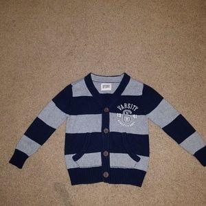 Old Navy Boy XS/5 Navy/Gray Stripe Cardigan