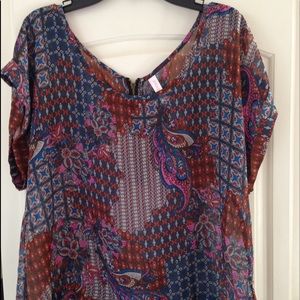 sheer top with floral pattern
