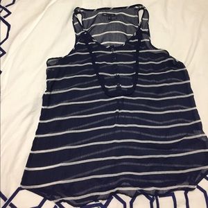 Gap sheer navy and white tank top