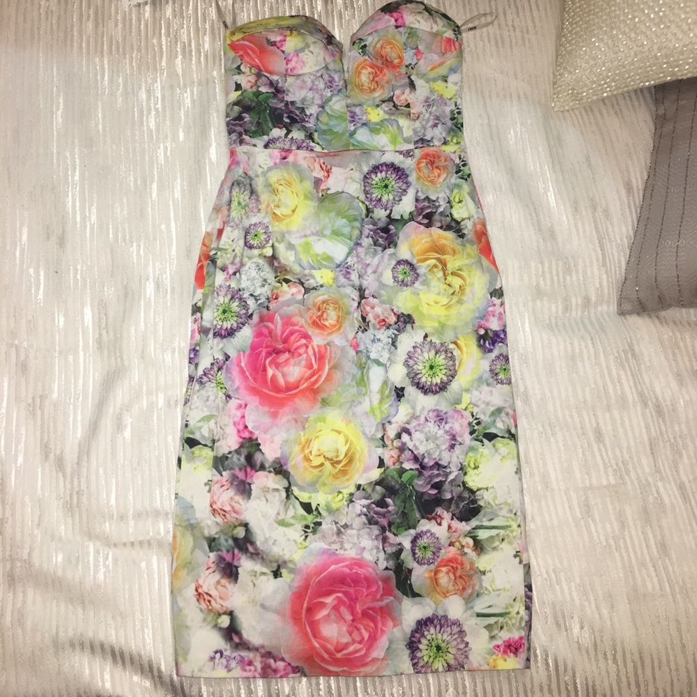 ASOS petite floral strapless dress