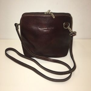 Brown leather crossbody purse