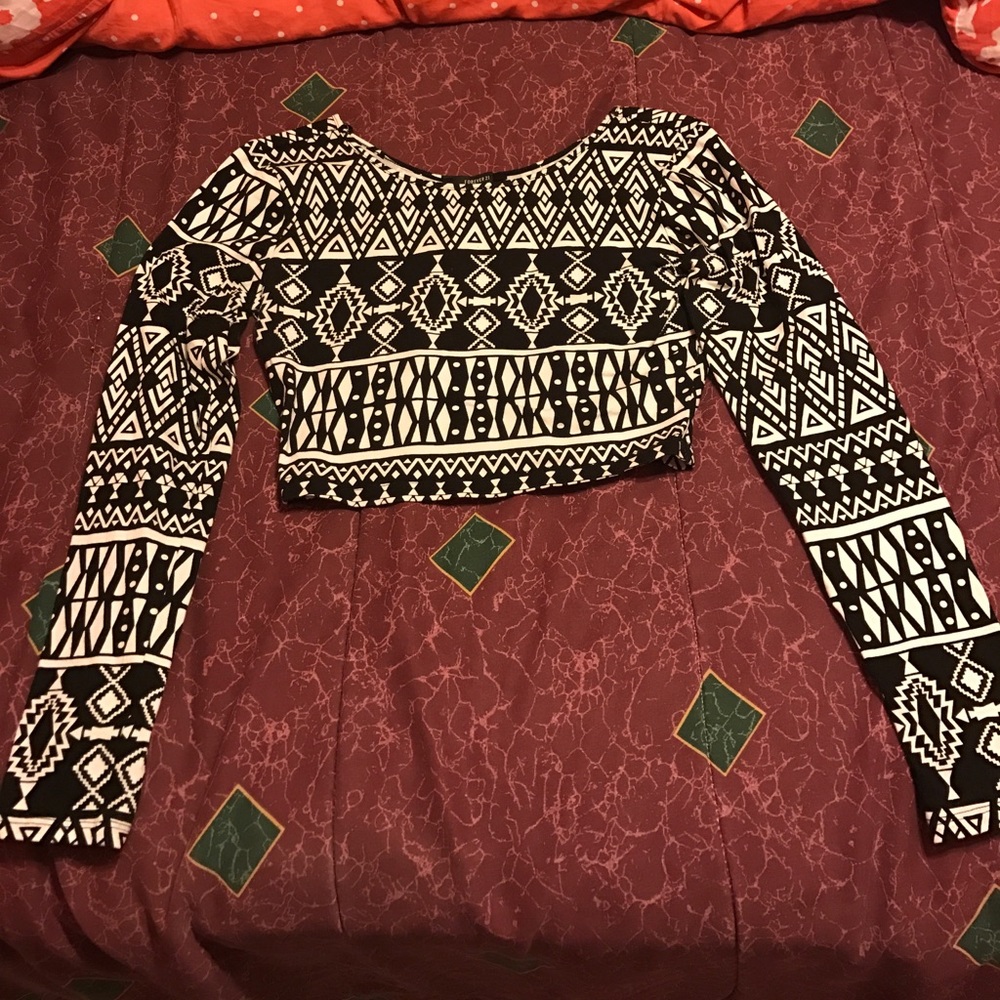 Aztec long sleeved crop top