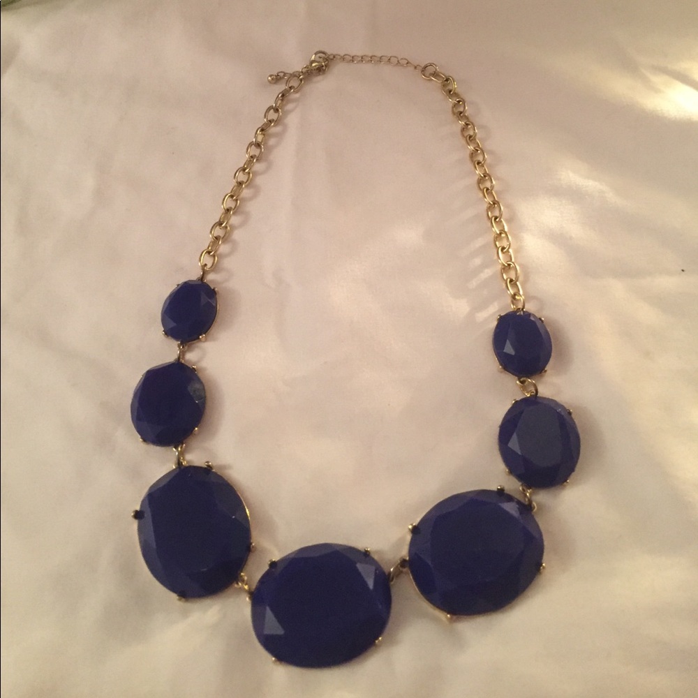 Blue and gold bib necklace
