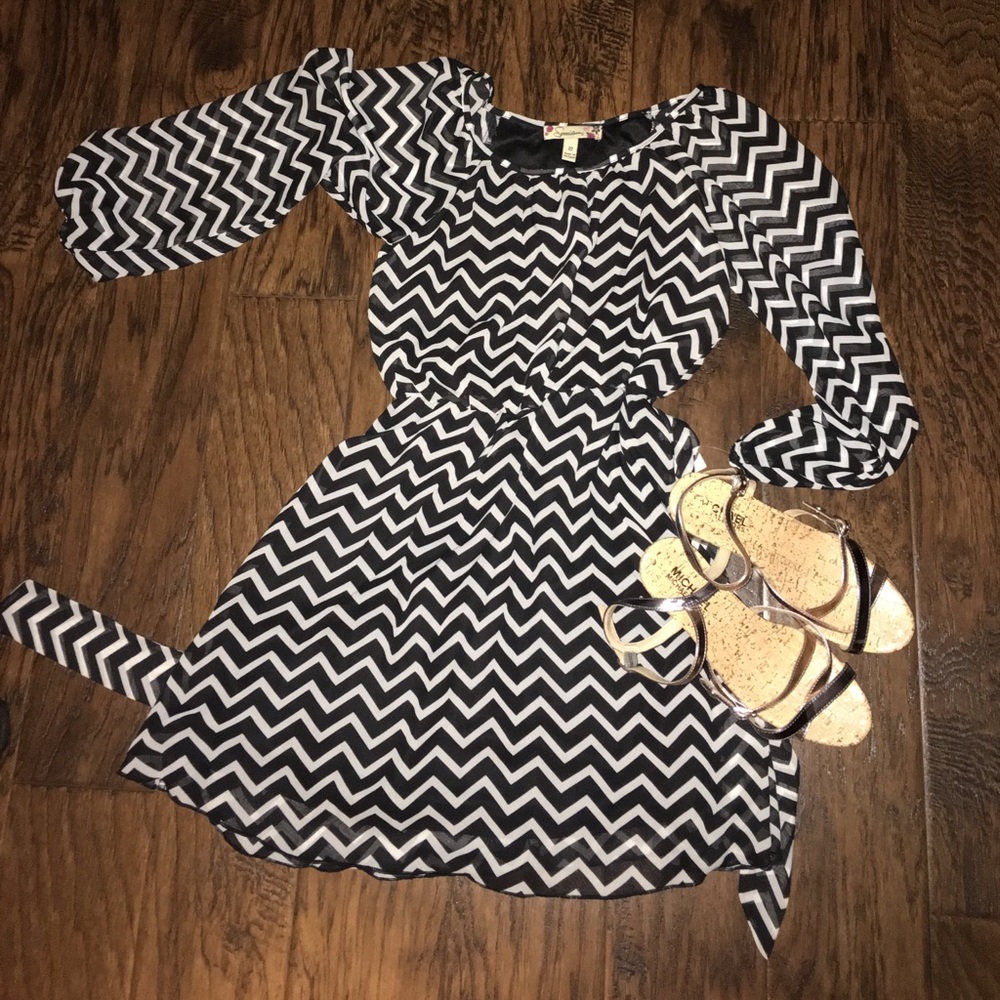 Black and white chevron dress