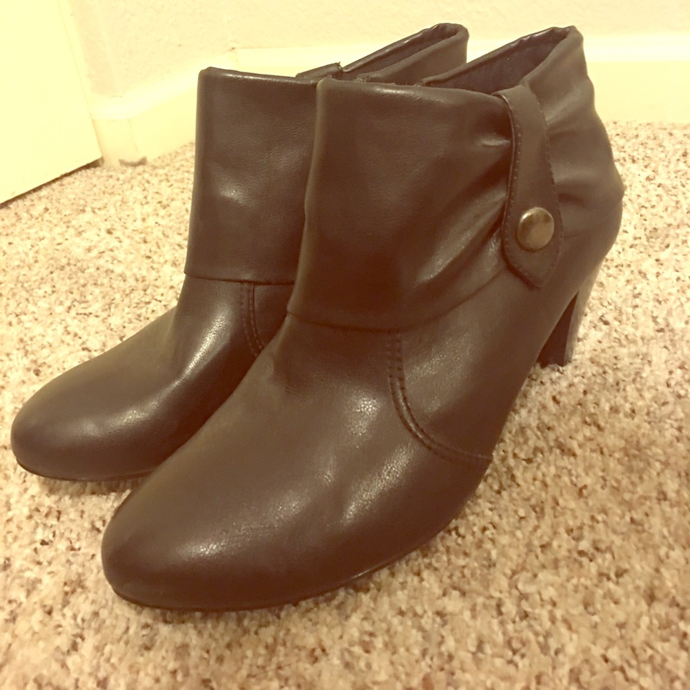 Black leather booties