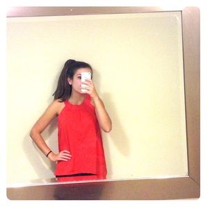 red/orange halter top