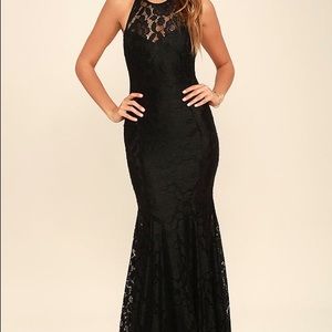 Lulu's Forever Black Lace Maxi Dress