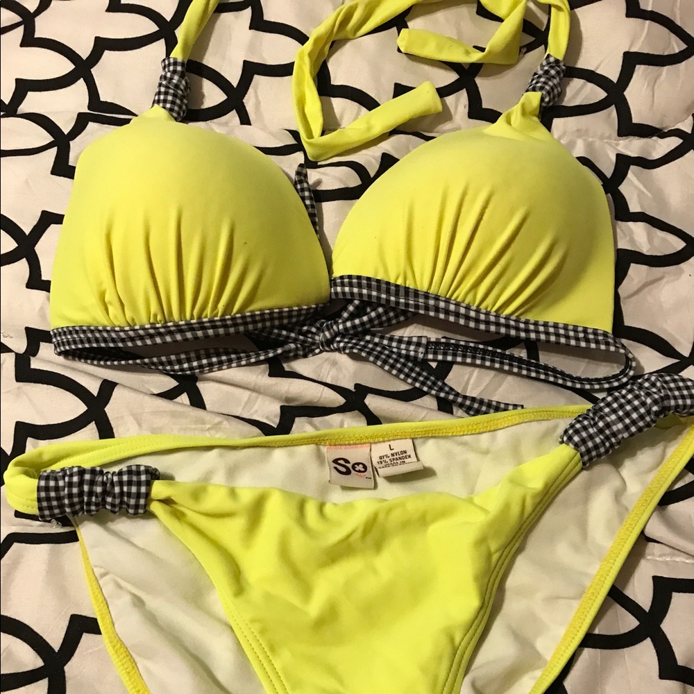 2 pc neon yellow bikini EUC