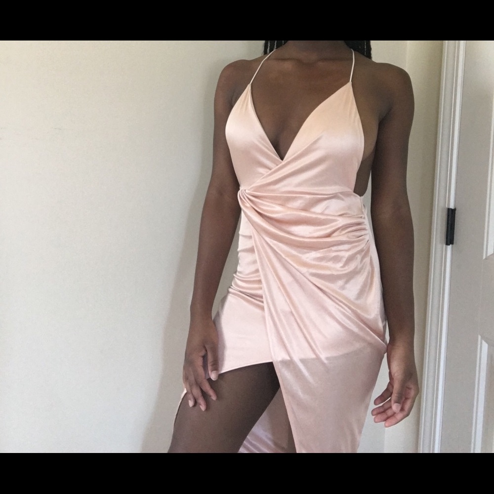 "Oh Polly" Pink Satin Dress