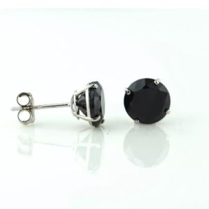14k Solid White Gold - Black Onyx