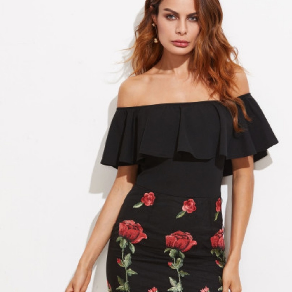 Mid rose bud black dress