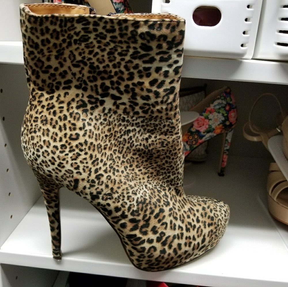 Leopard print booties