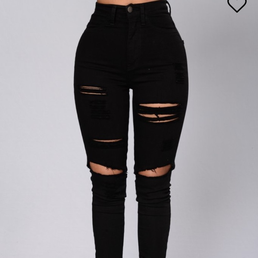 Fashion Nova black destructed jeans