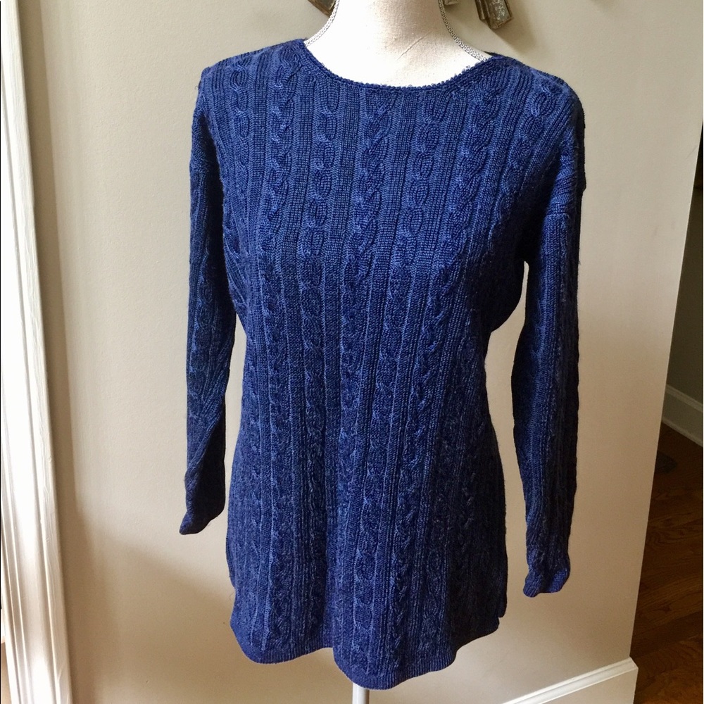 SAKS FIFTH AVENUE Blue Cable Knit Sweater
