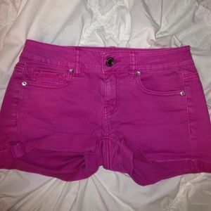pink denim shorts