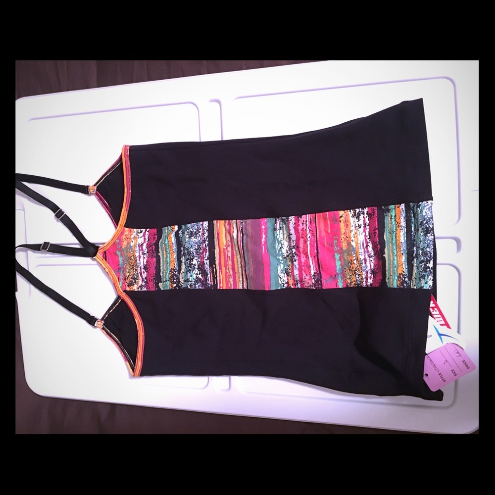 Black and Multi Colored Stylish Workout Tank