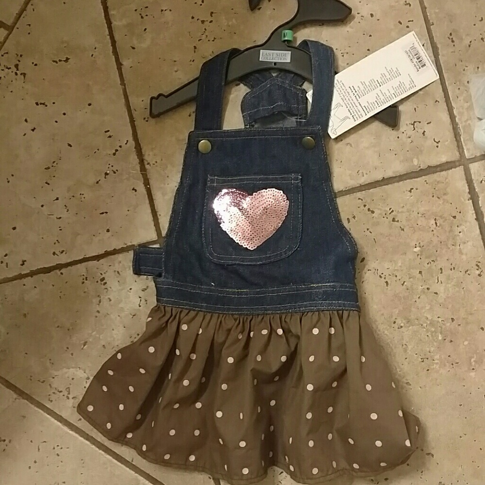 Medium sequin denim jumper dog dress 16"