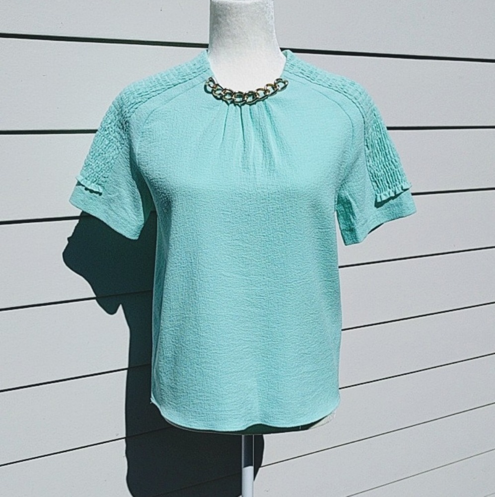 Zara Mint Green Chain Necklace Top - Picture 2 of 4