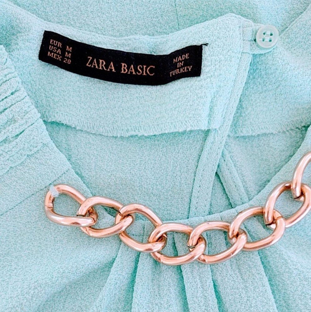 Zara Mint Green Chain Necklace Top - Picture 4 of 4