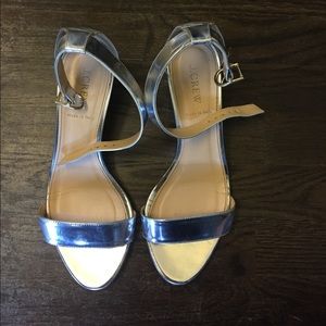 J Crew Lillian Wedges Silver