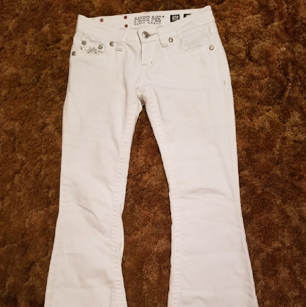 White Miss Me boot cut jeans