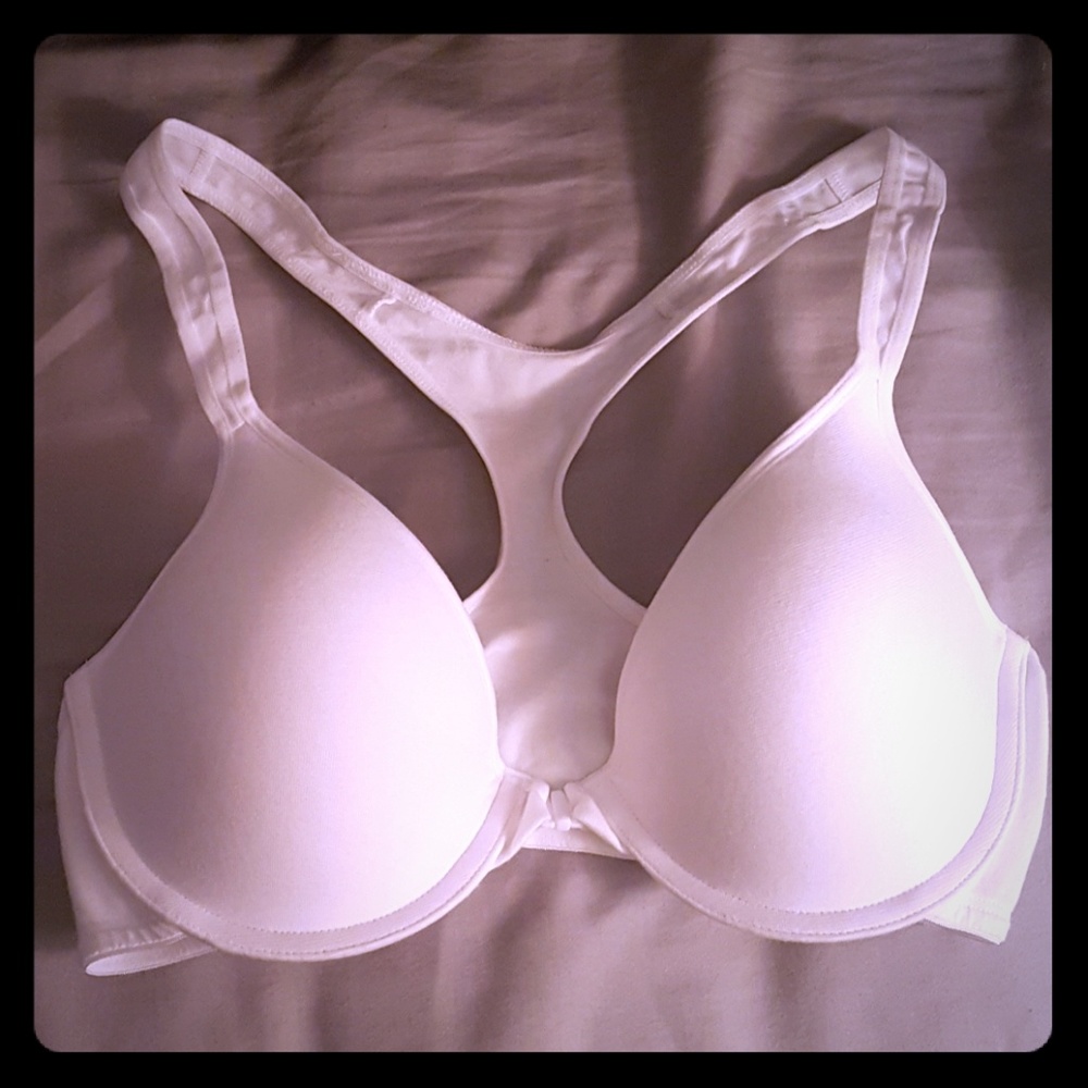 ❤White racerback front-close bra