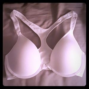❤White racerback front-close bra
