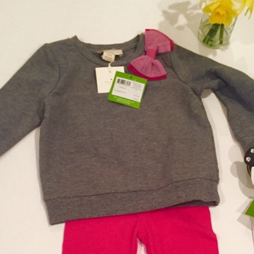 Kate Spade Girls Pink and Grey Bow Set 18-24 mos