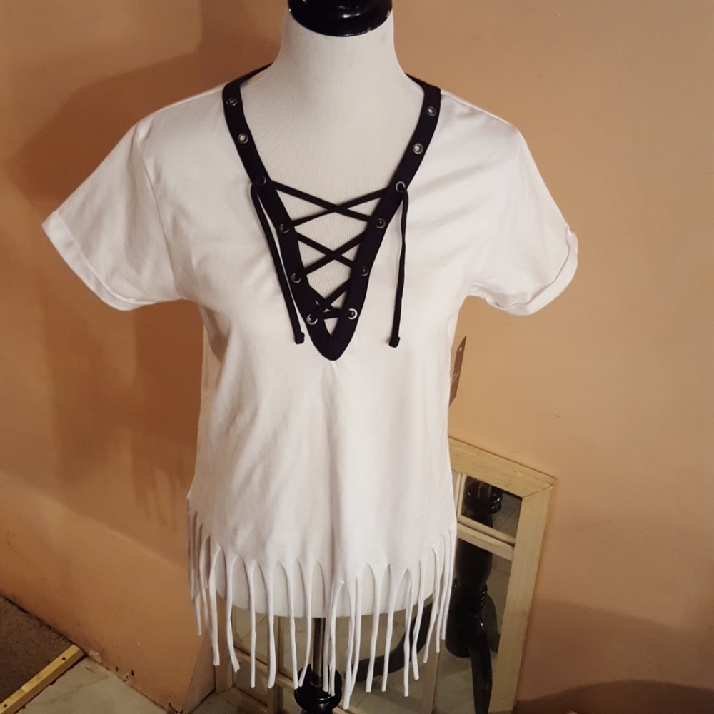 Brand new white and black top