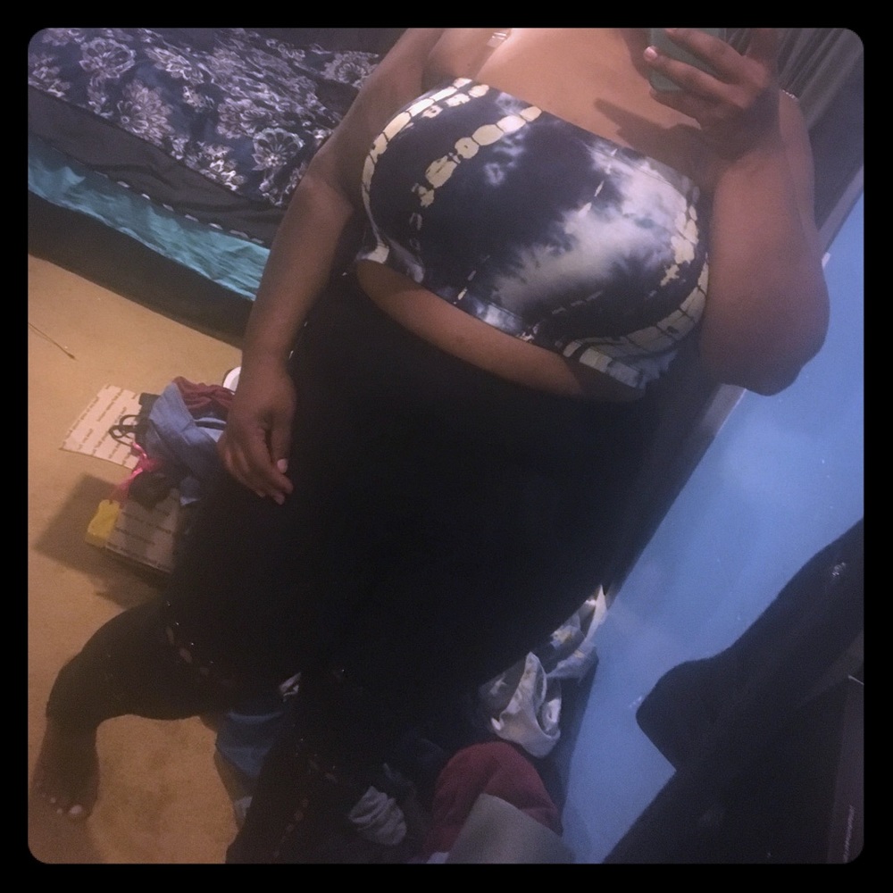 Navy tie dye top/ bandeau