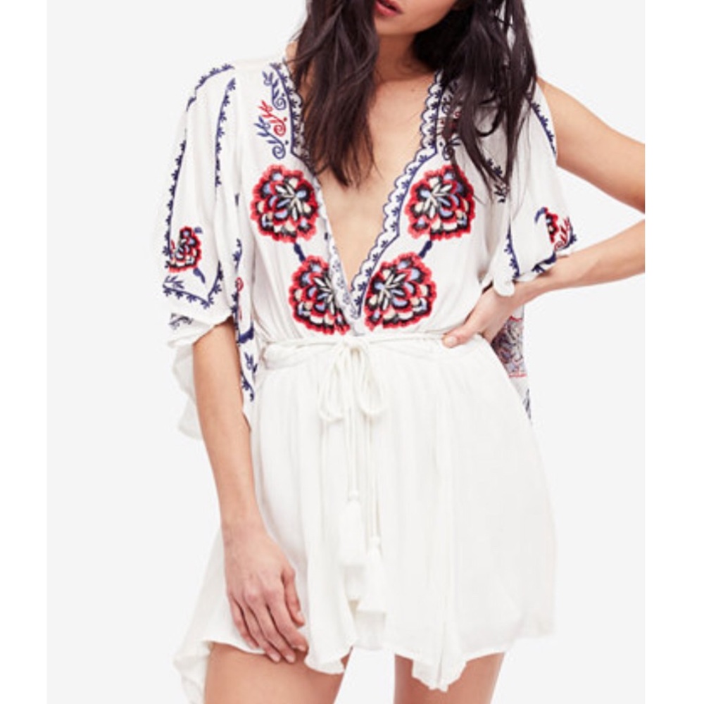 Free People Cora Embroidered Mini Dress