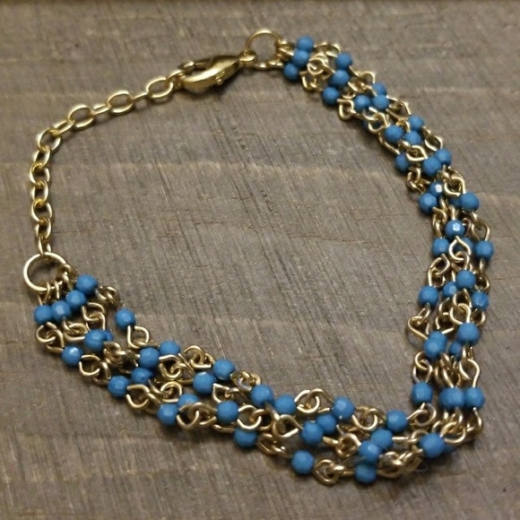 JBloom Teal and Gold 4 Strand Bracelet - Picture 2 of 4