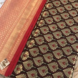 Red and Black Banarasi Saree. BRAND NEW.