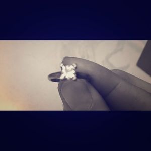 Platinum diamond engagement ring.