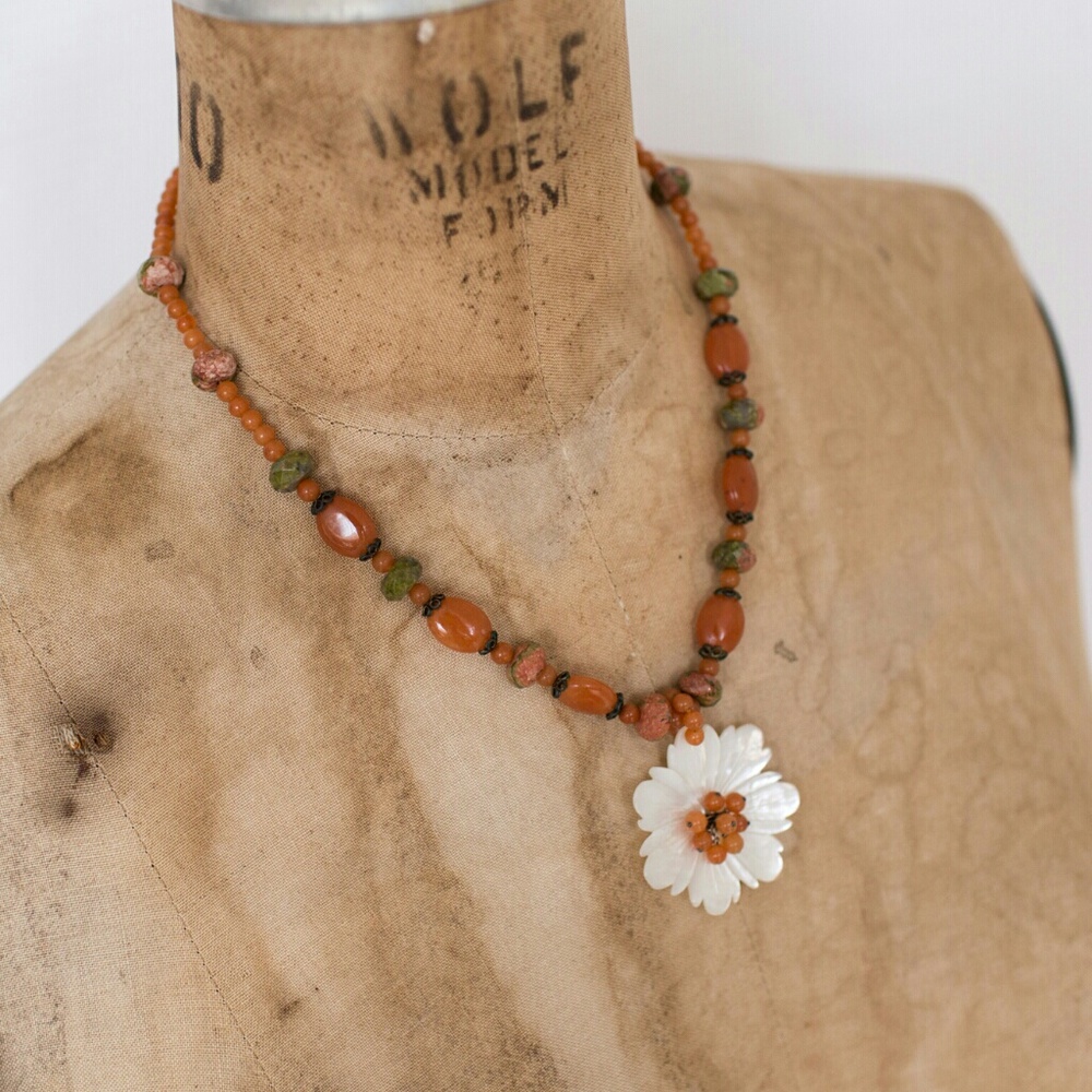 Tommy Bahama Gemstone Necklace w/ Flower Pendant