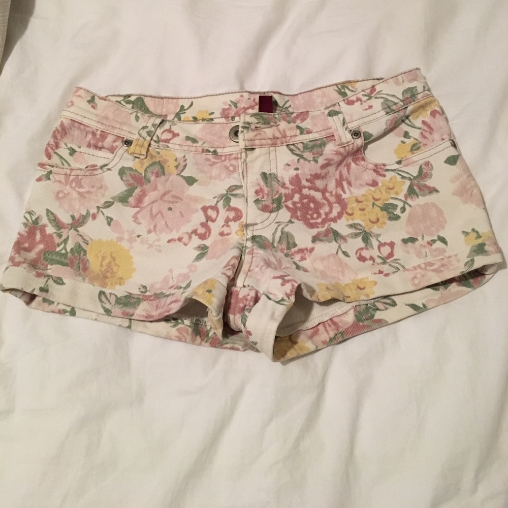 Floral jean shorts