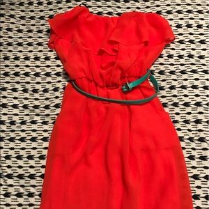 Orange/ red dress with blue bet