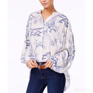 Free People Metallic Blooms Printed Blouse