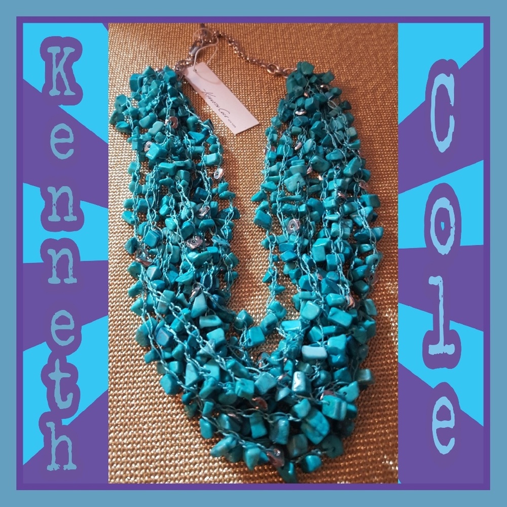 Kenneth Cole, Turquoise Multi-Strand Necklace, NEW - Picture 2 of 5