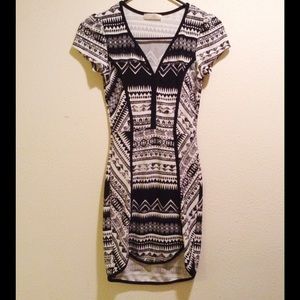 Black And White Dress With Tribal Print
