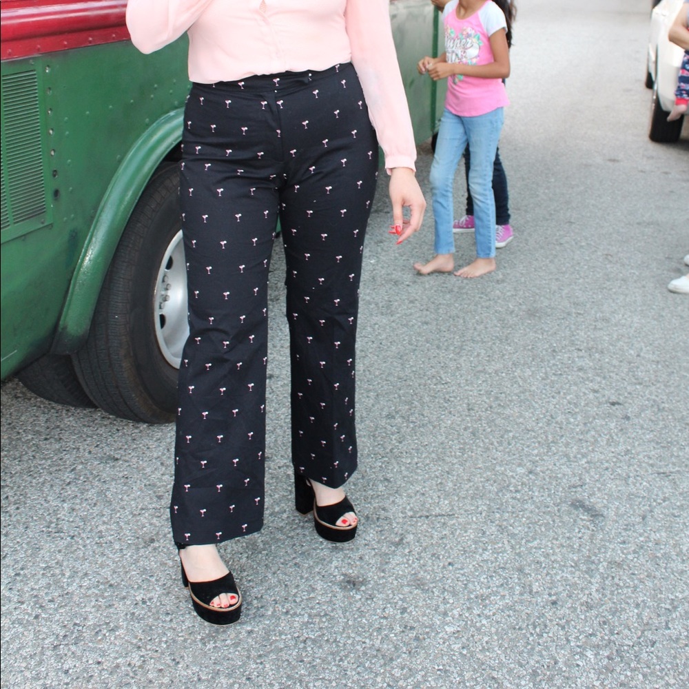 Martini Glass Embroidered Pants