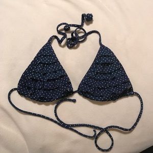 Navy Blue and White Polka Dot Bikini Top