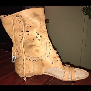 GLADIATOR SANDALS VERA GOMMA LEATHER SIZE 40