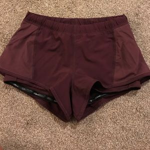 Lululemon burgundy running shorts