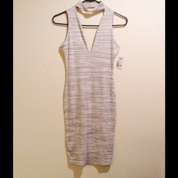 Heather Grey Low Cut Mid Length Dress - Picture 1 of 1