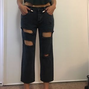 Ripped cropped denim