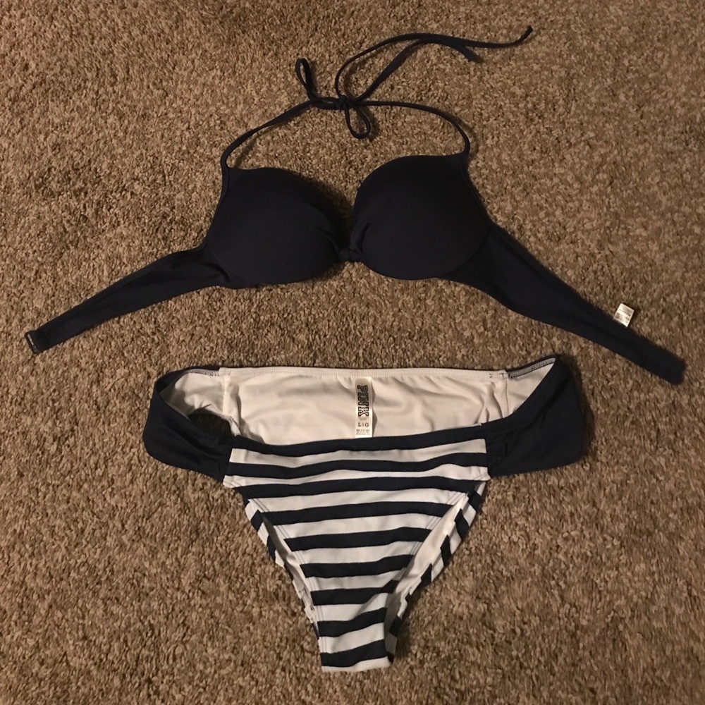 Pink navy swim suit