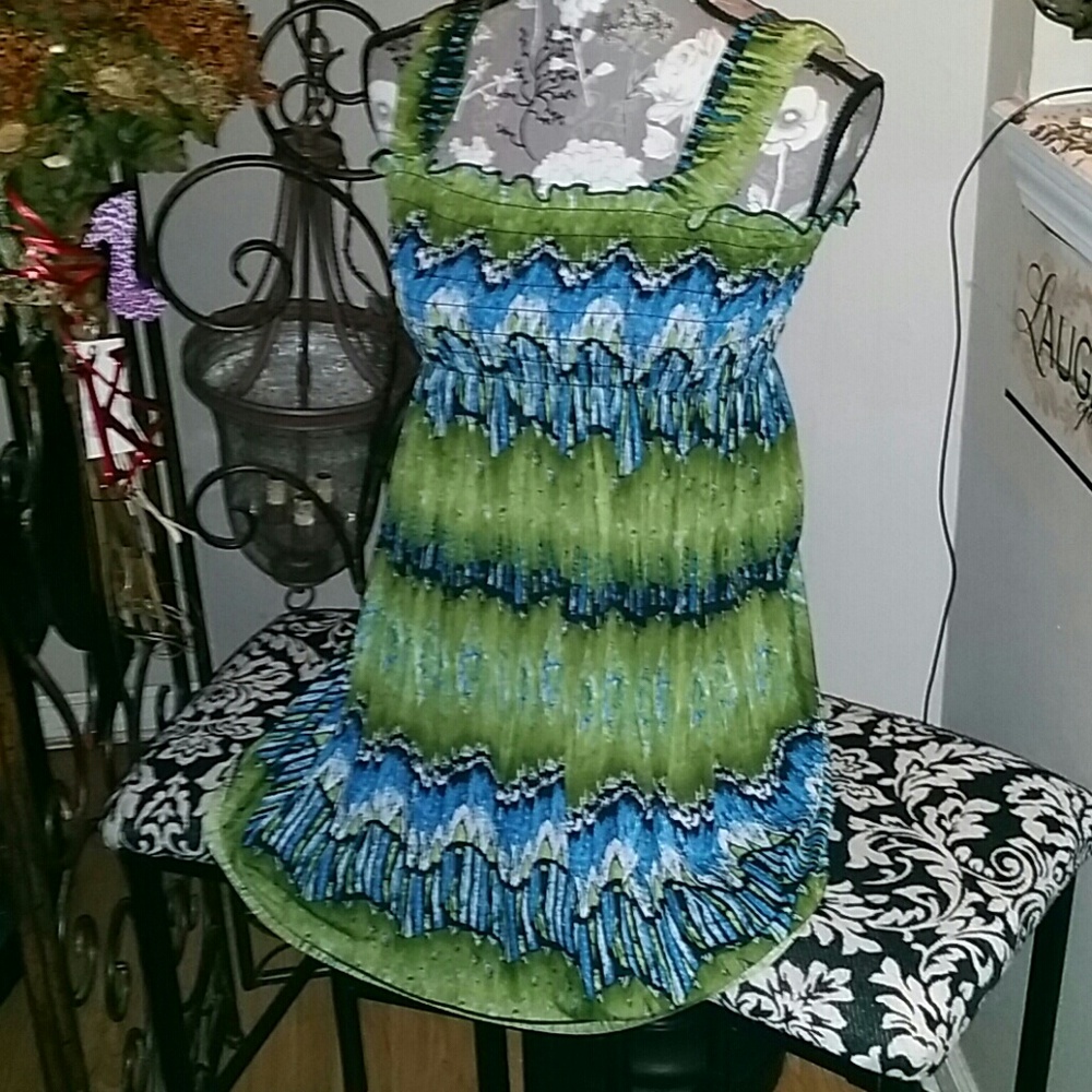 Unbranded green & blue sundress sz sm